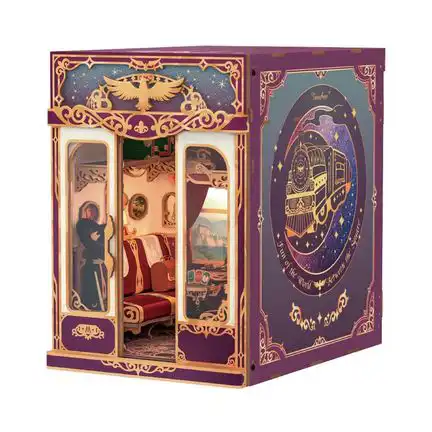 Tonecheer DIY - Zugabteil - Magical Journey (DIY Mechanischer Bausatz, 22.4 x 15.8 x 22.5 cm) Book Nook-Bücherecken-Diorama (Holzbausatz)